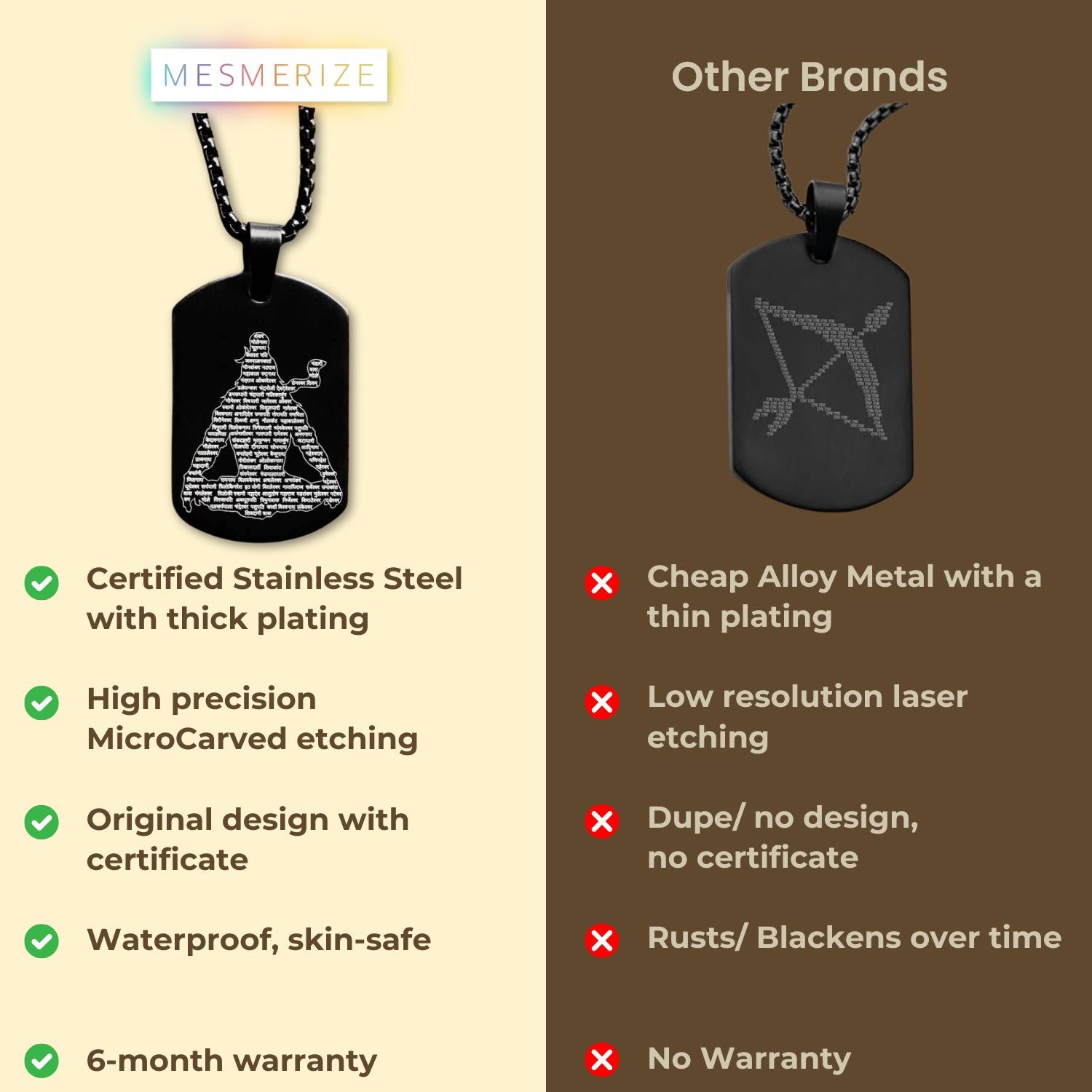 Mahadev Jyotirling MicroCarved Tag Necklace Gold