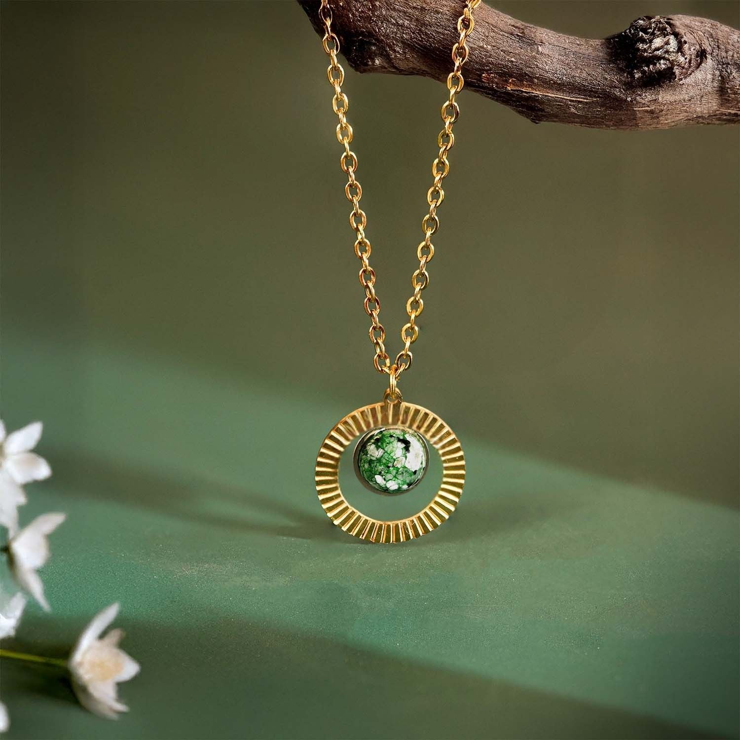 Valentina Pave Gold Necklace with Emerald Stone