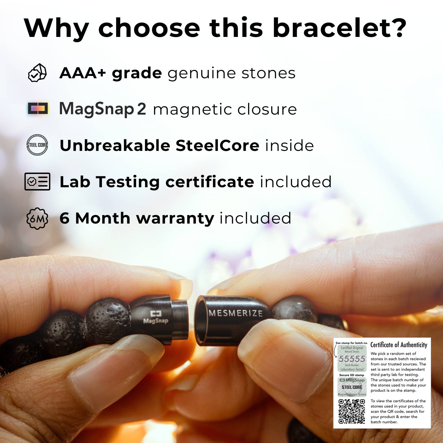 Balanced 7 Chakra Clear Quartz Natural Stone Magsnap Bracelet