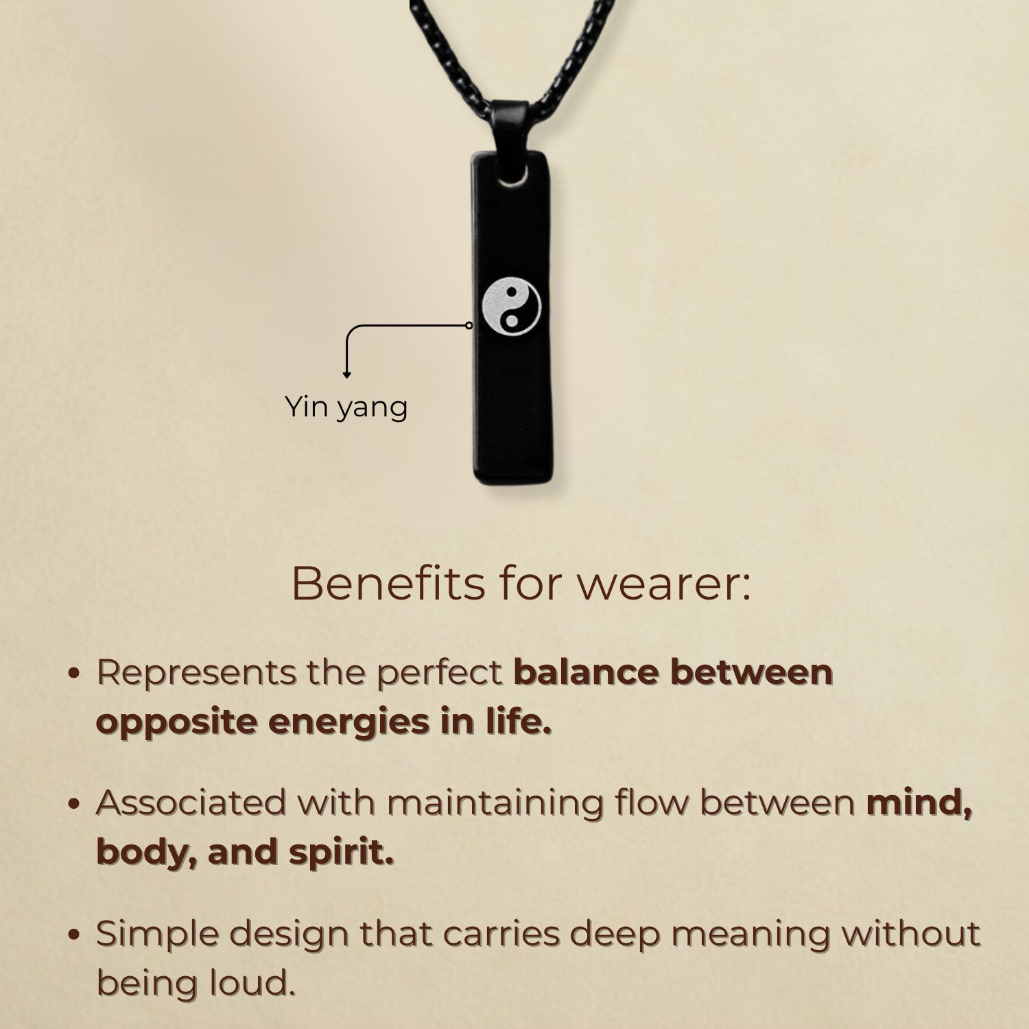 Silver Yin Yang Spiritual Mini Bar Necklace