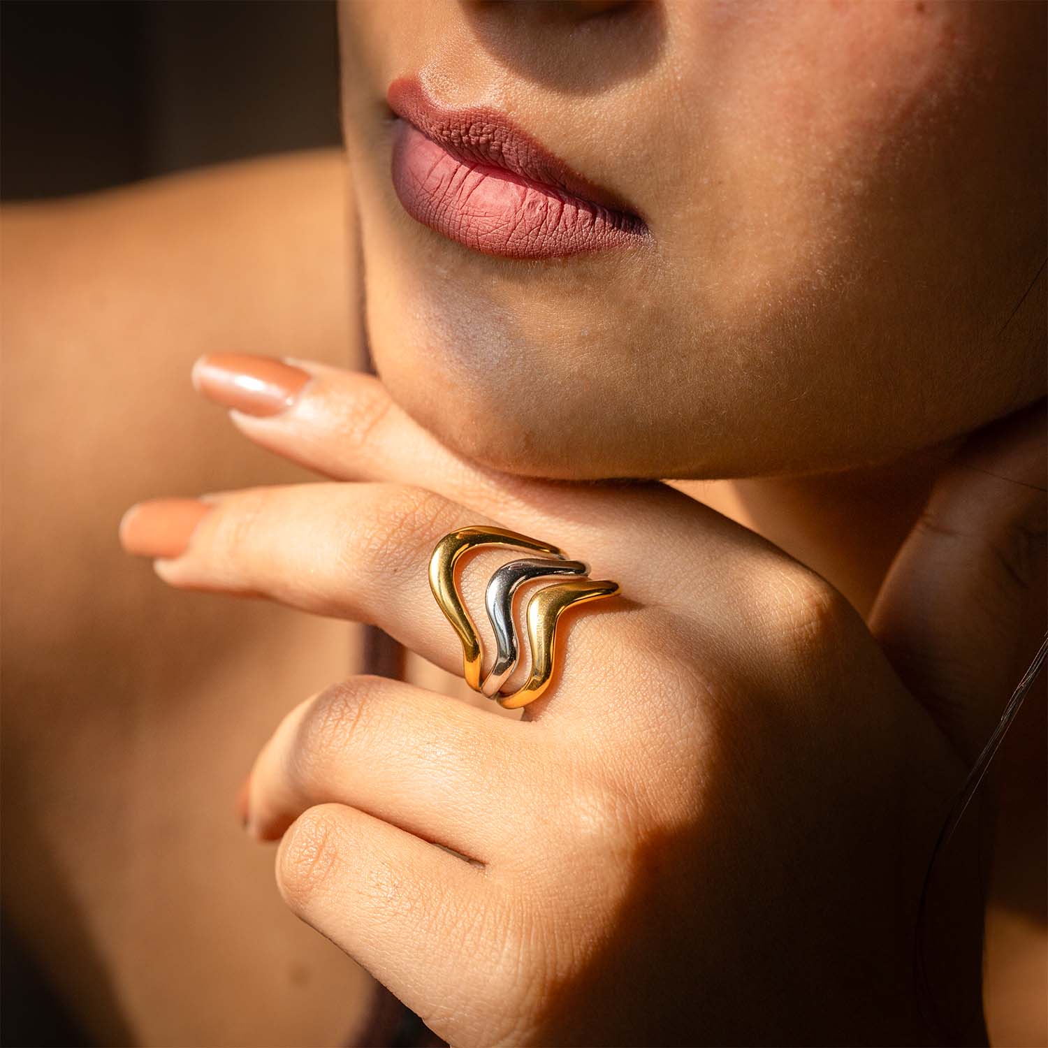 Zenith Contour Stack Dual Tone Ring