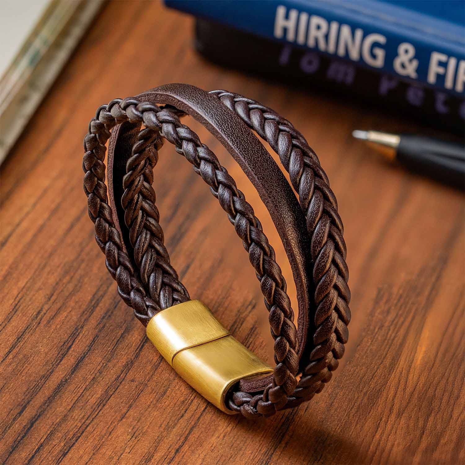 Rogue Textured NeoLeather Bracelet with MagSlide Brown