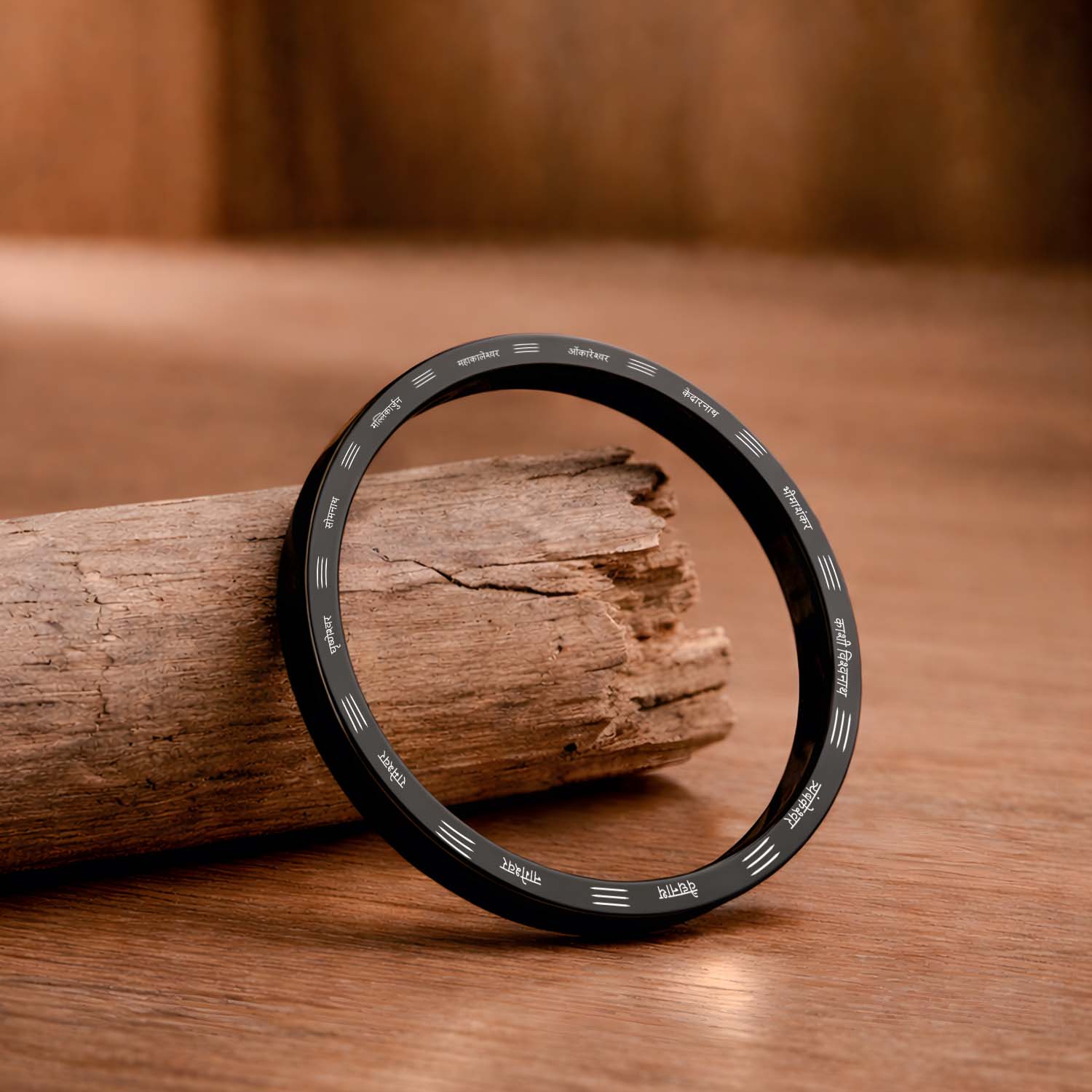 12 Jyotirling MicroCarved Classic Round Kada Black