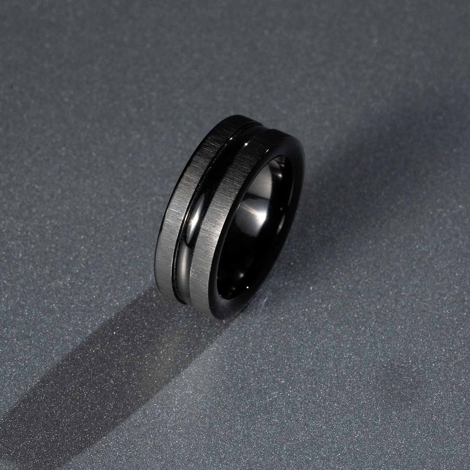 M Premium Jewellery Black Titanium Brushed Ring