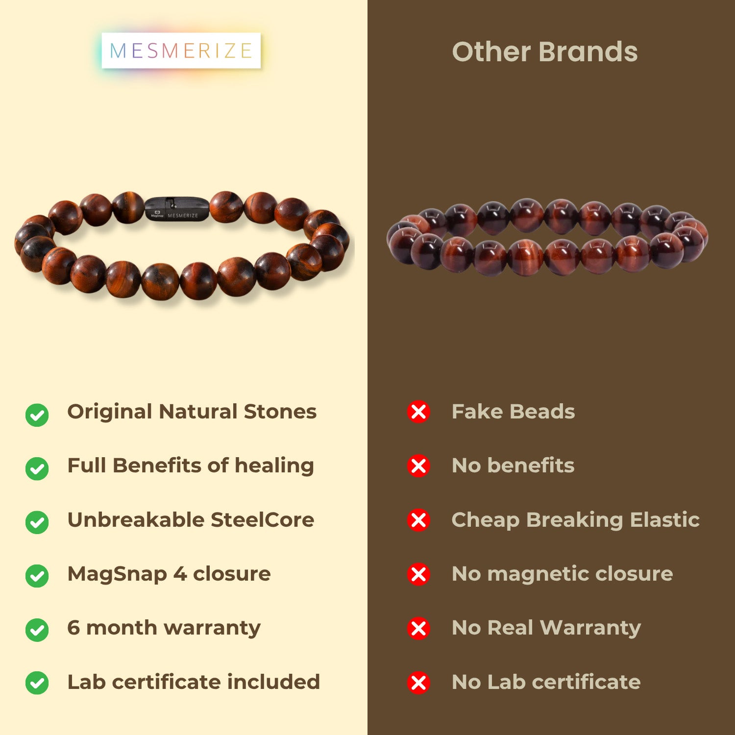 Fearless Red Tiger Eye Natural Stone Bracelet with MagSnap 2