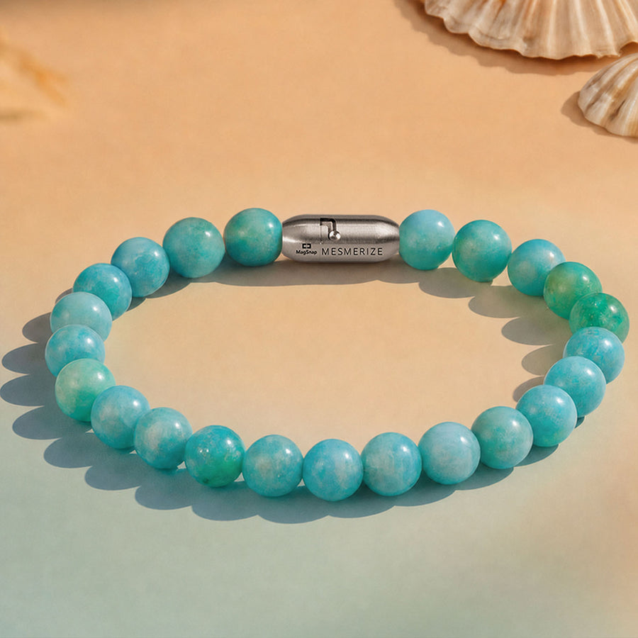 Gleaming Hemimorphite Natural Stone Bracelet With MagSnap 4