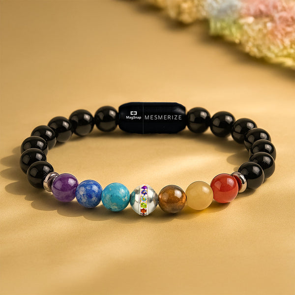 Pure 925 Silver Balance 7 chakra Natural Stone Bracelet With MagSnap 2