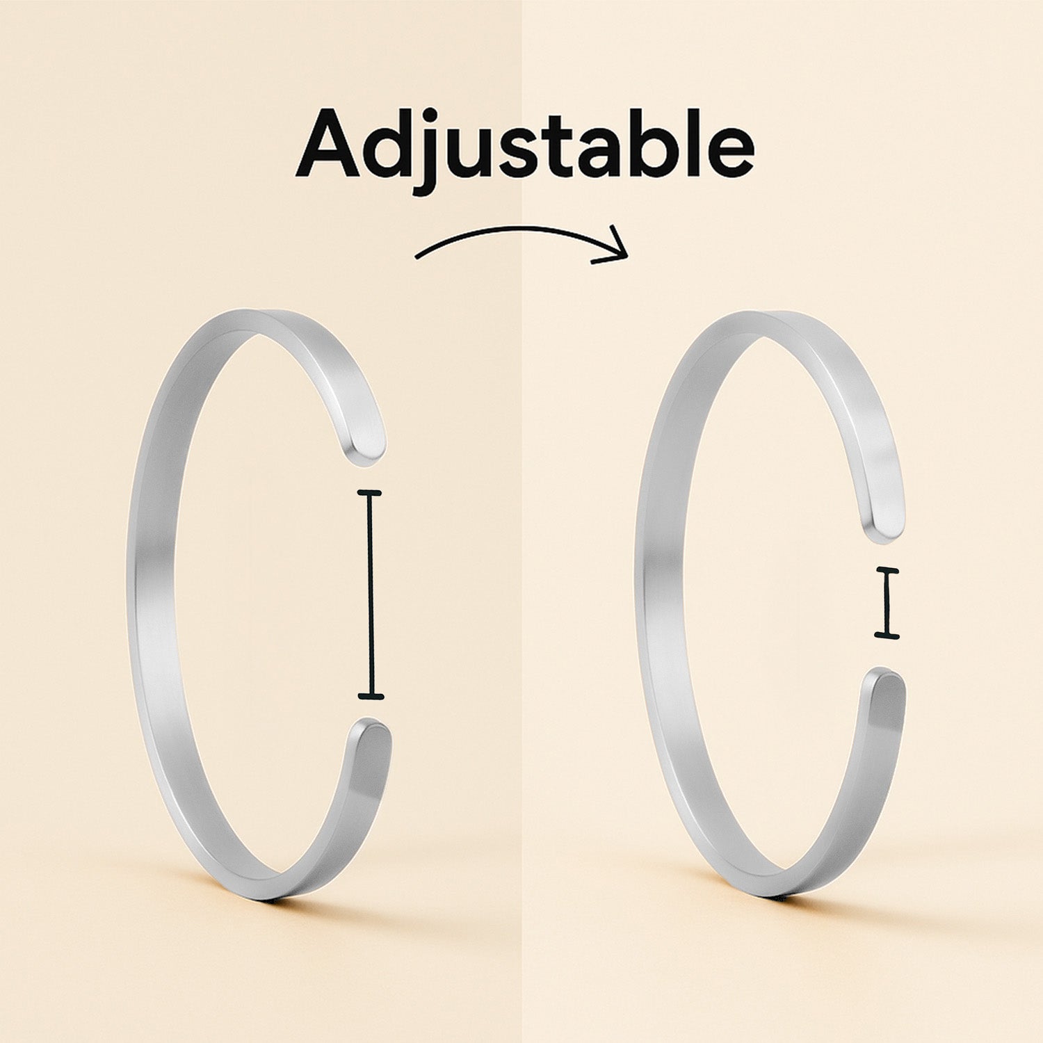 Matte Cuff Adjustable Bracelet Silver Personalised