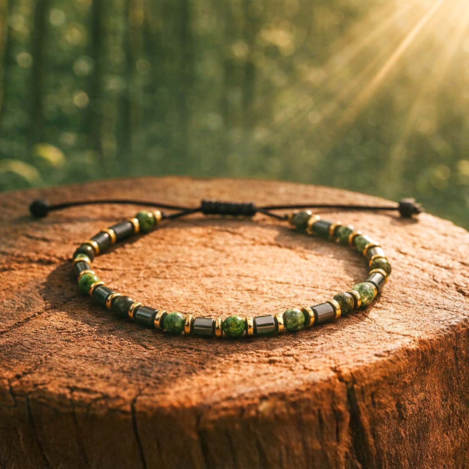 Aeron Hematite & Malachite Adjustable Bracelet