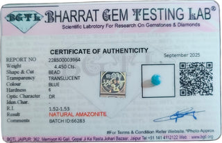 Amazonite lab certificate 7