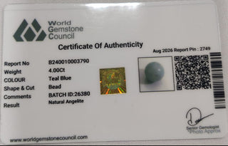 Angelite lab certificate 13