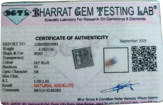 Angelite lab certificate 8