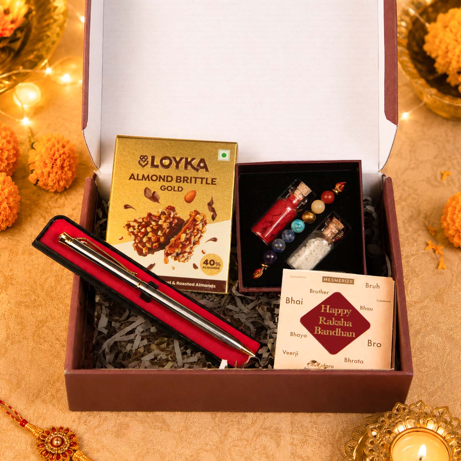 Balance 7 Chakras Natural Stone Rakhi Hamper