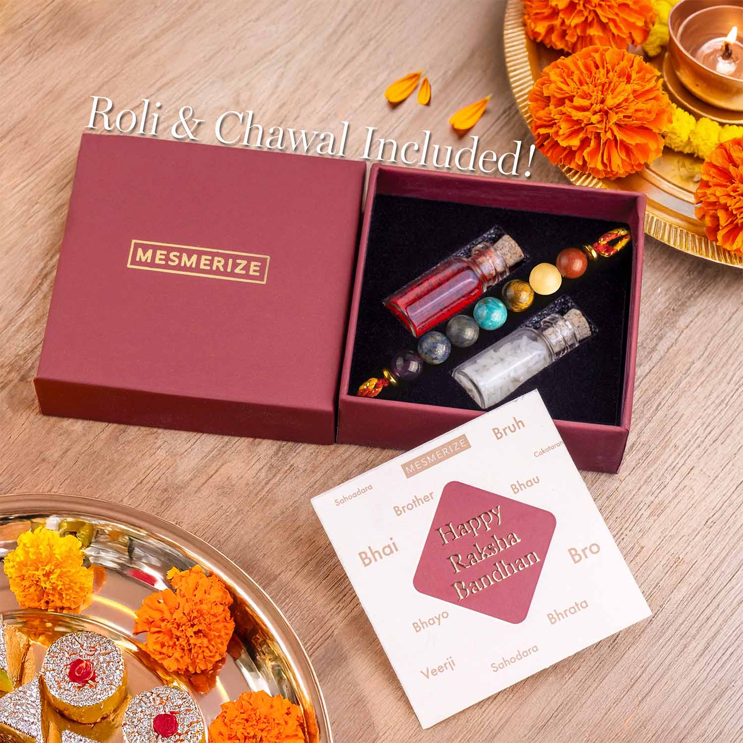 Balance 7 Chakras Natural Stone Rakhi Hamper