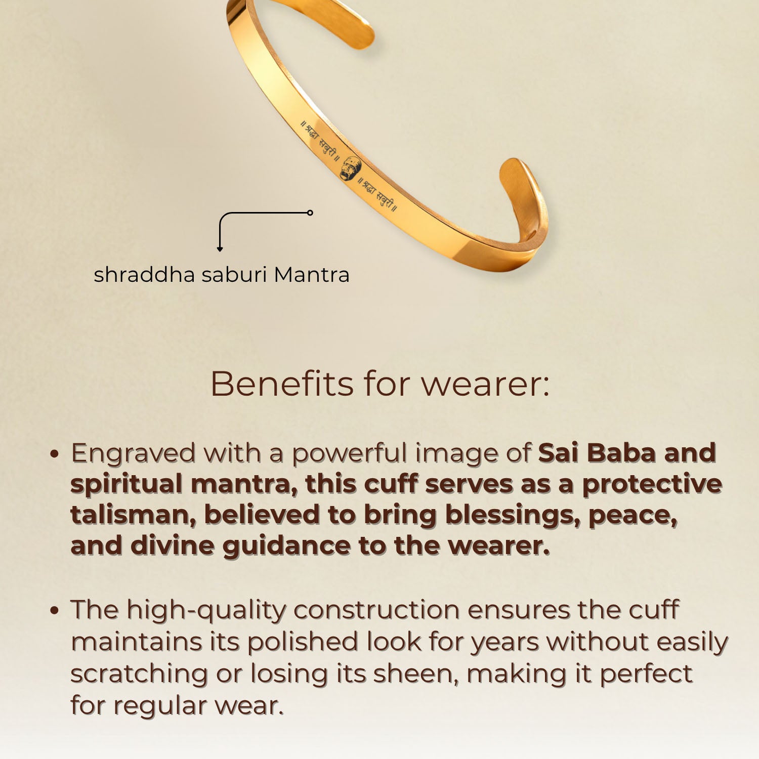 Sai Baba Gloss Cuff Adjustable Bracelet Rose Gold