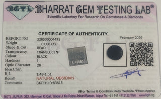 Black Obsidian lab certificate 6