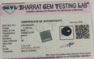 Black Spinel lab certificate 7