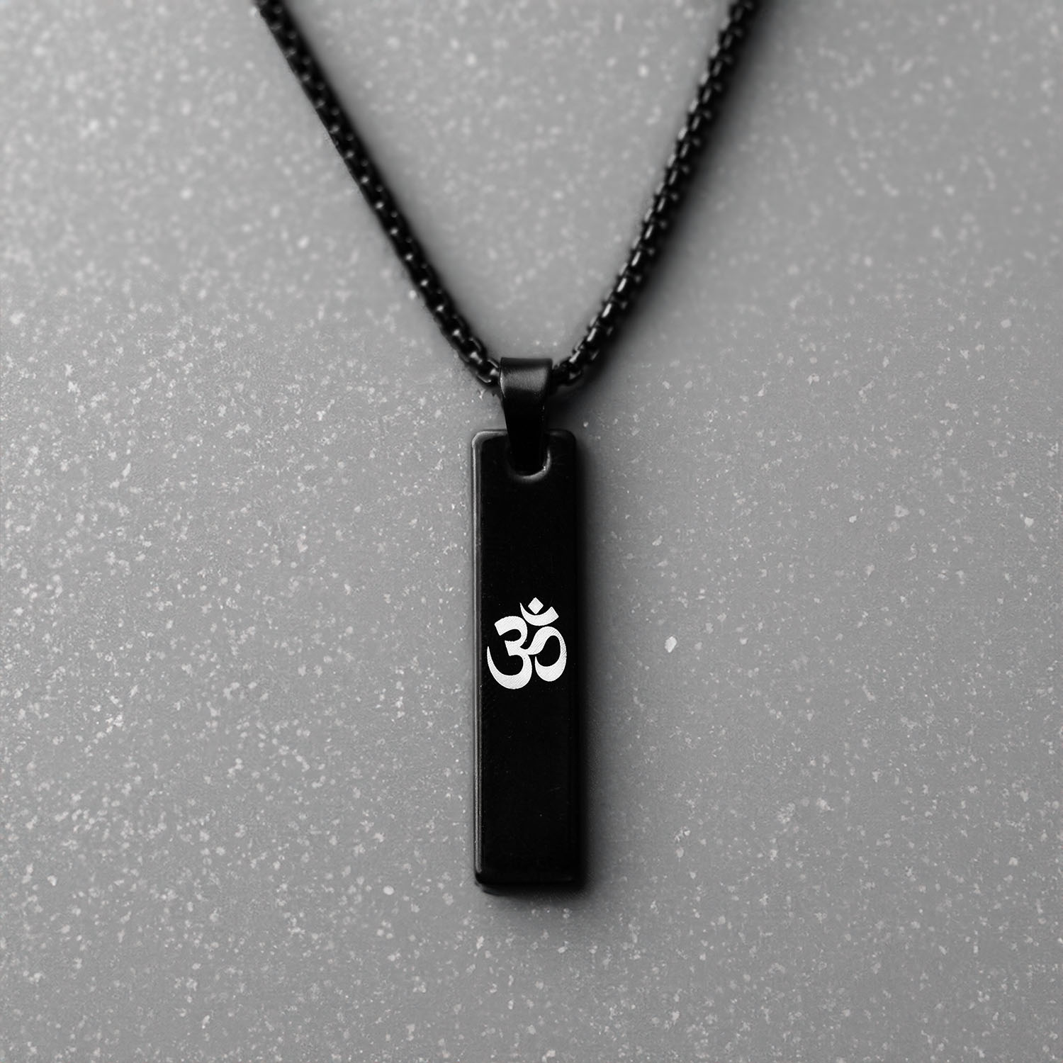 Black Om Spiritual Mini Bar Necklace