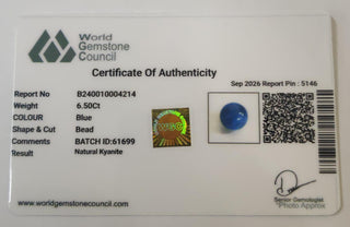 Blue Kyanite lab certificate 8