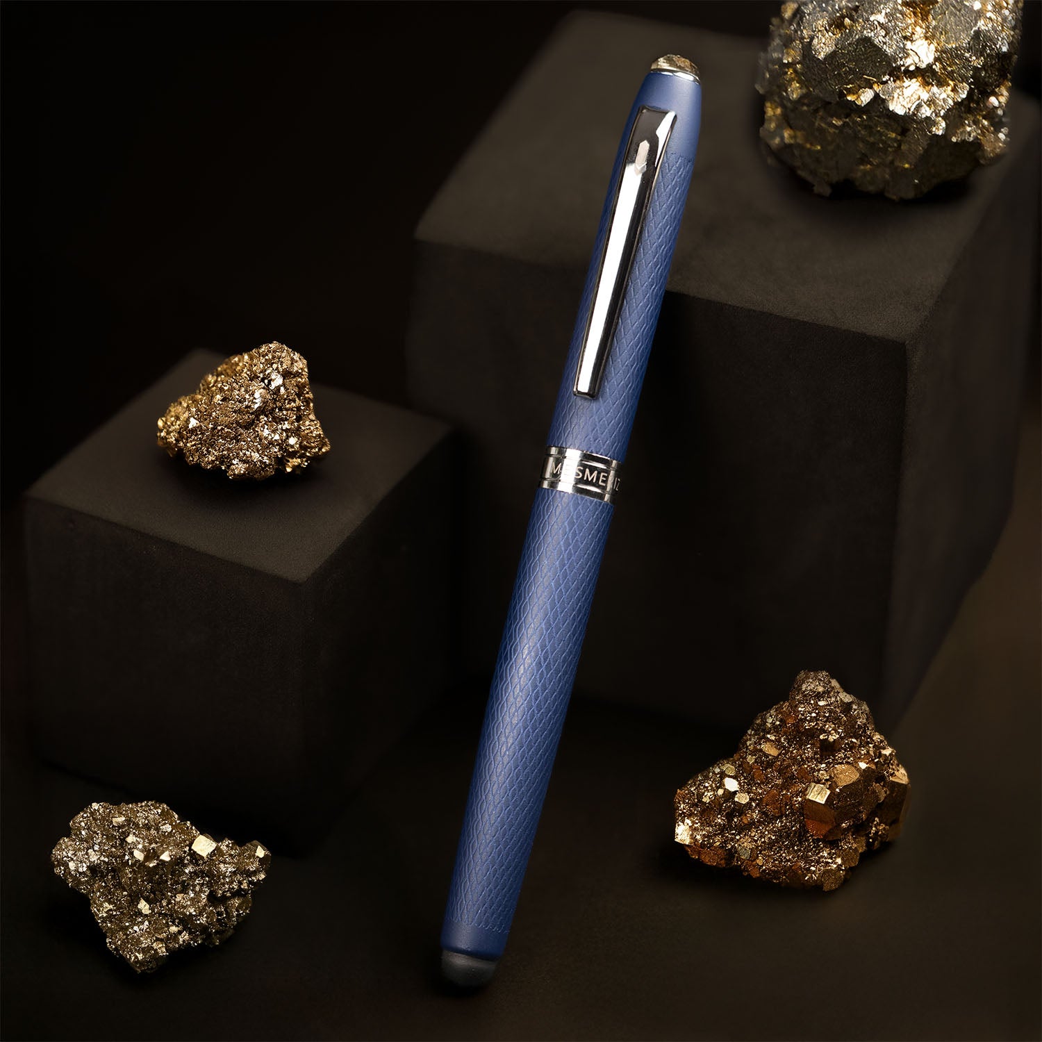 Matte Blue Finish Pyrite 2 in 1 MagSnap Roller Ball Pen with Stylus None