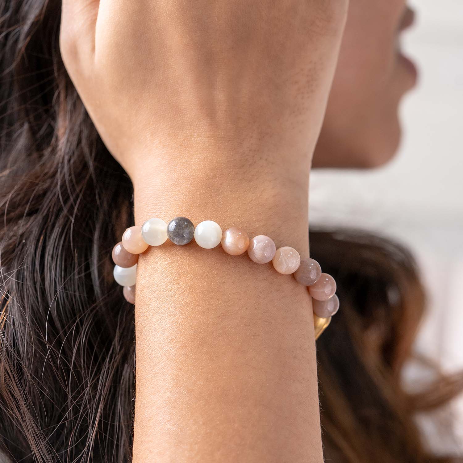 Calming Multi Moon Natural Stone Bracelet