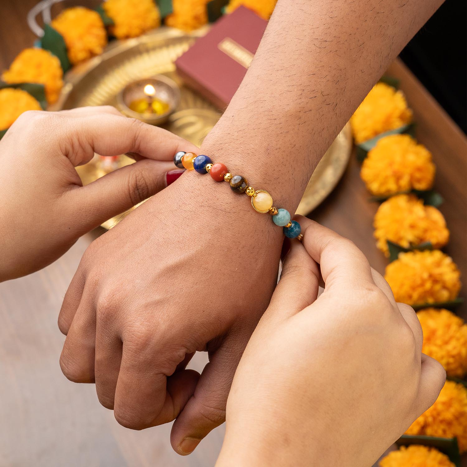 Cosmic Guardian Natural Stone Rakhi