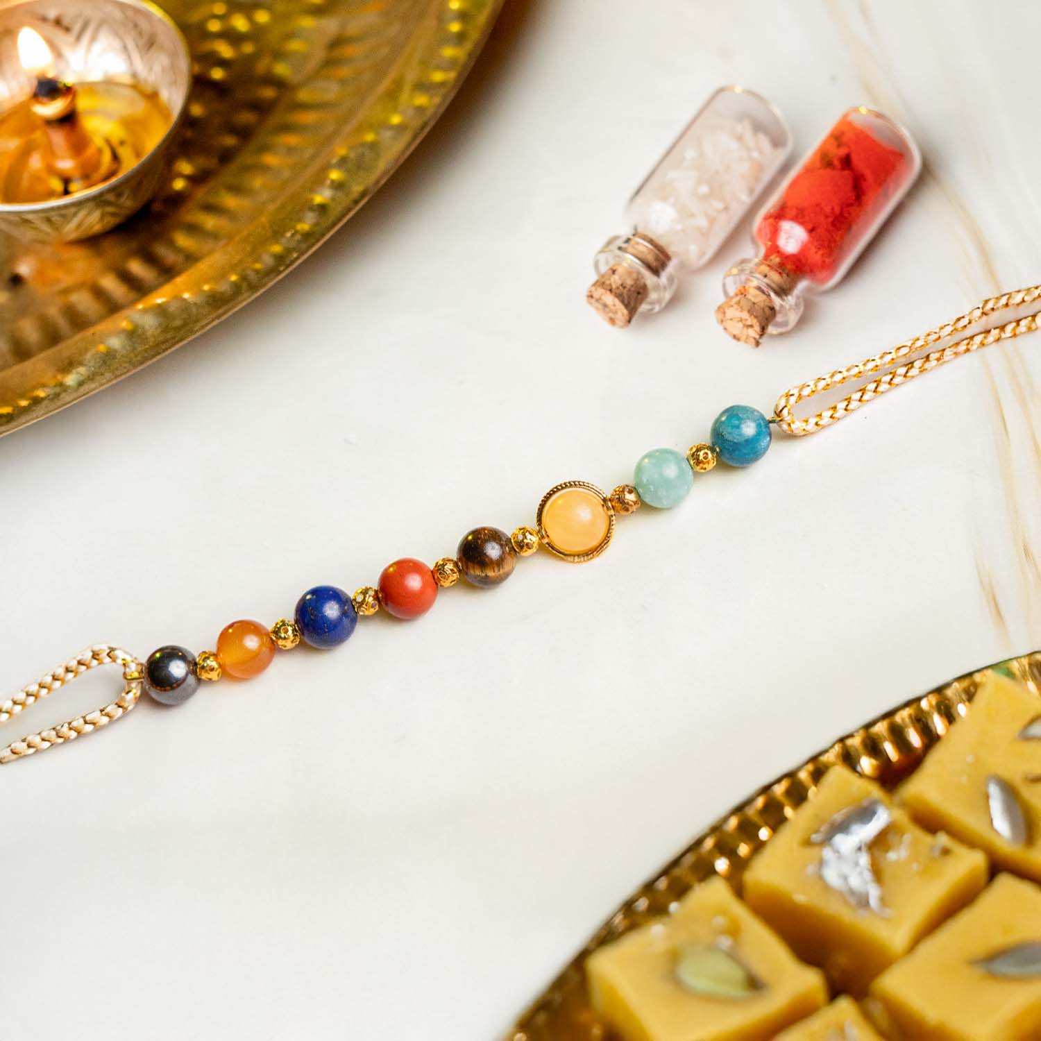 Cosmic Guardian Natural Stone Rakhi