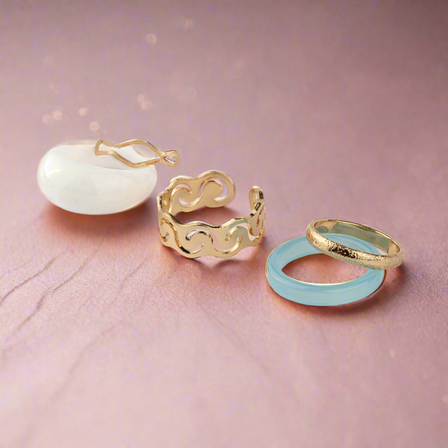 Sky Blue Stackable Rings Set (Pack of 5)