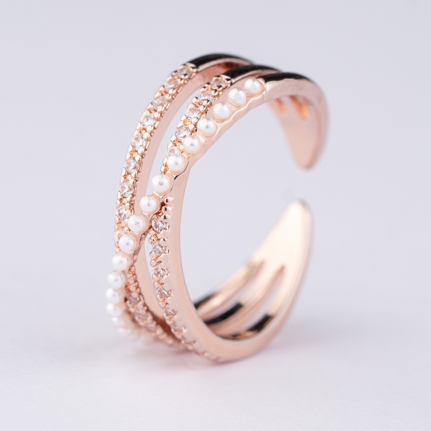 Rose Gold Infinity Pearl Adjustable Ring