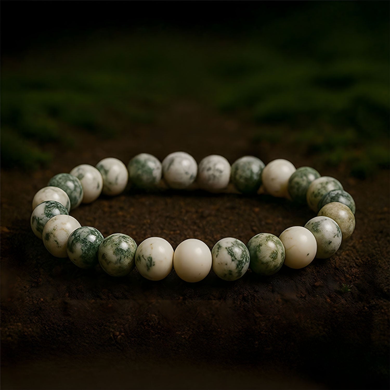 Evergreen Tree Agate Natural Stone Bracelet