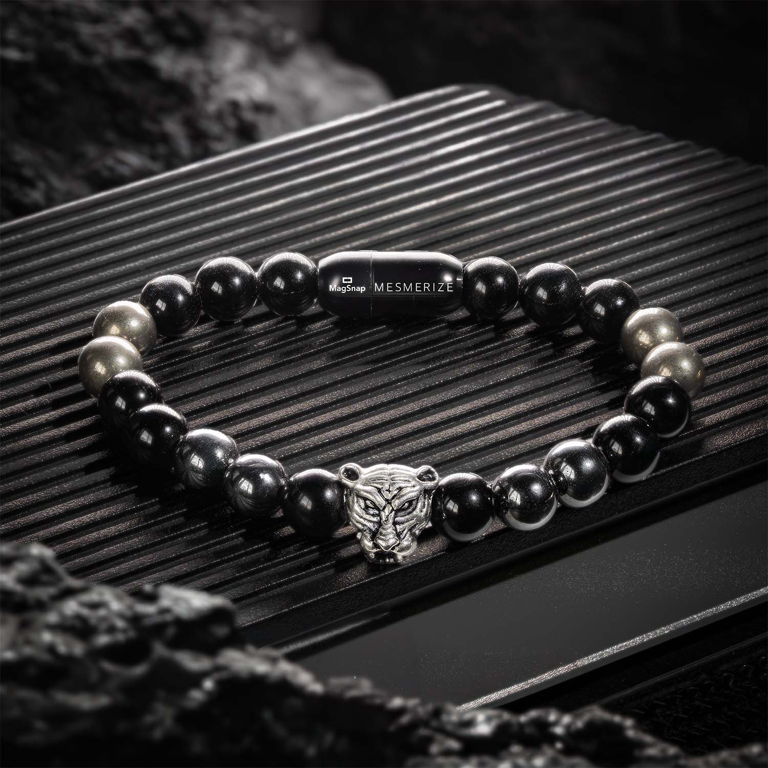 Natural Stone Jewellery Focus Black Panther 2.0 Natural Stone Bracelet with MagSnap