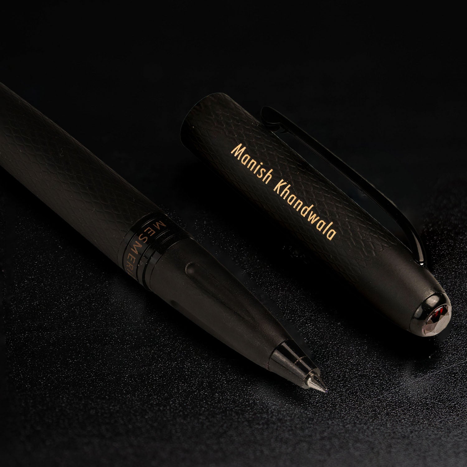 Matte Black Notebook with Ultra Matte Black Garnet 2 in 1 MagSnap Roller Ball Pen with Stylus Personalised