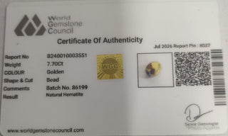 Gold Hematite lab certificate 8