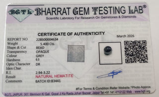 Grey Hematite lab certificate 10