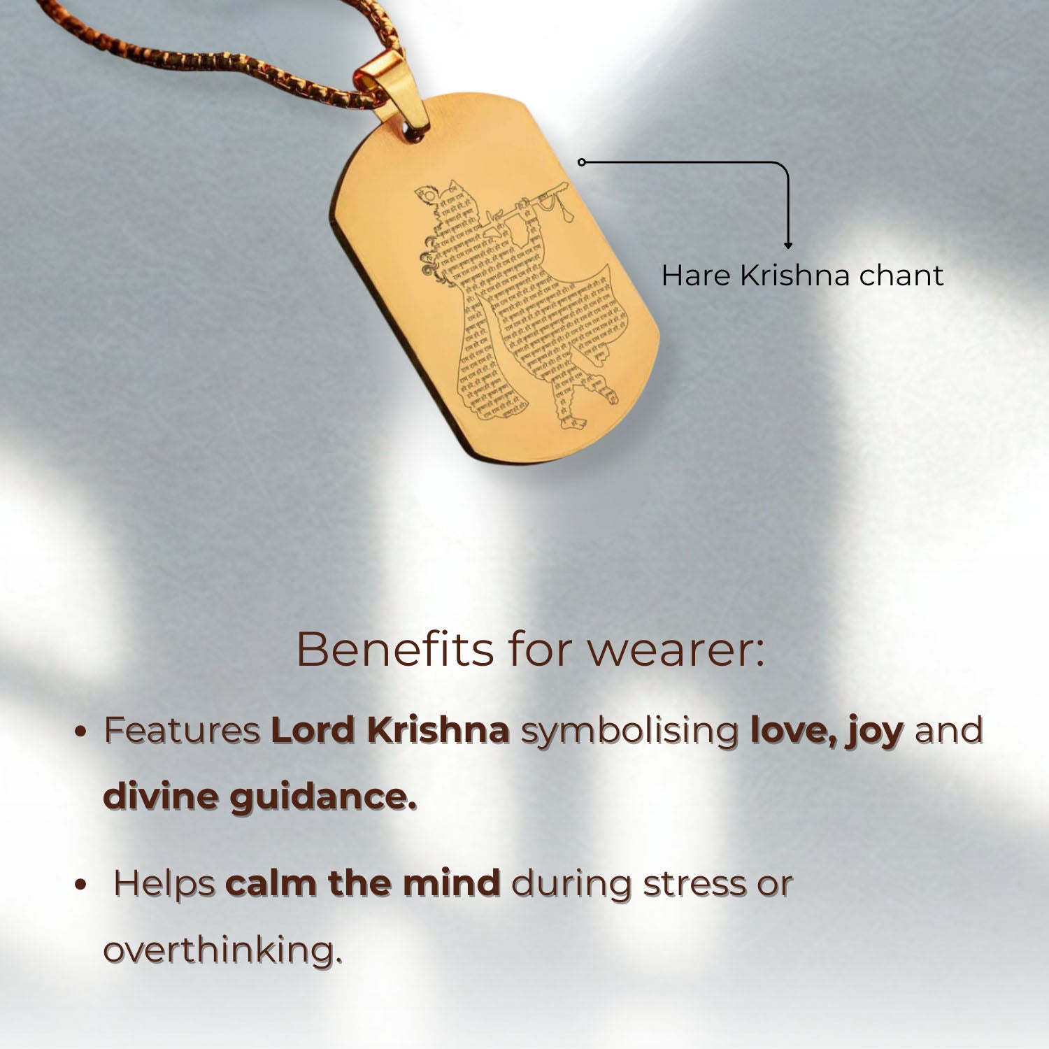 Micro Carved Krishna Tag Necklace Black