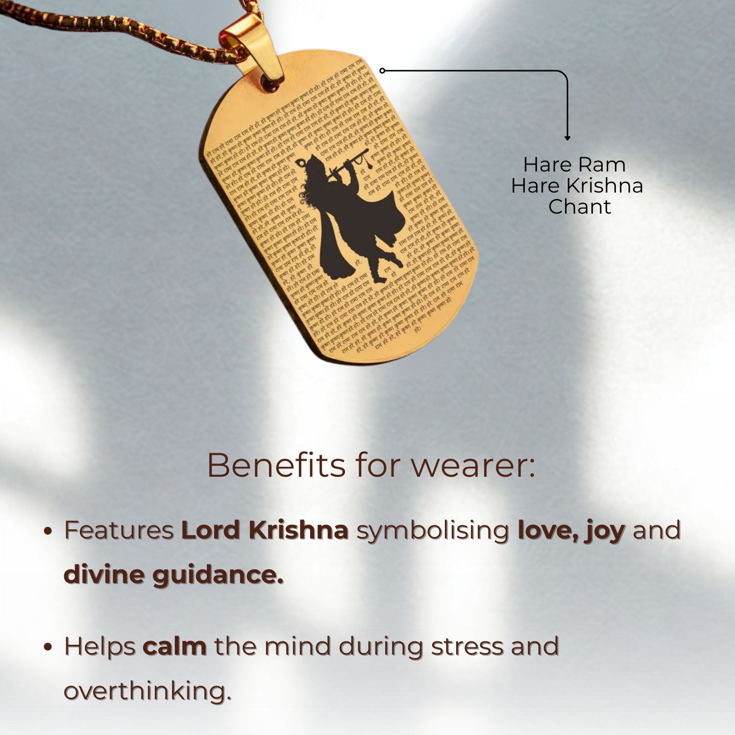 Hare Krishna Tag Necklace Gold