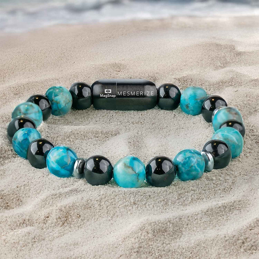 Harmonic African Turquoise & Black Obsidian Natural Stone Bracelet