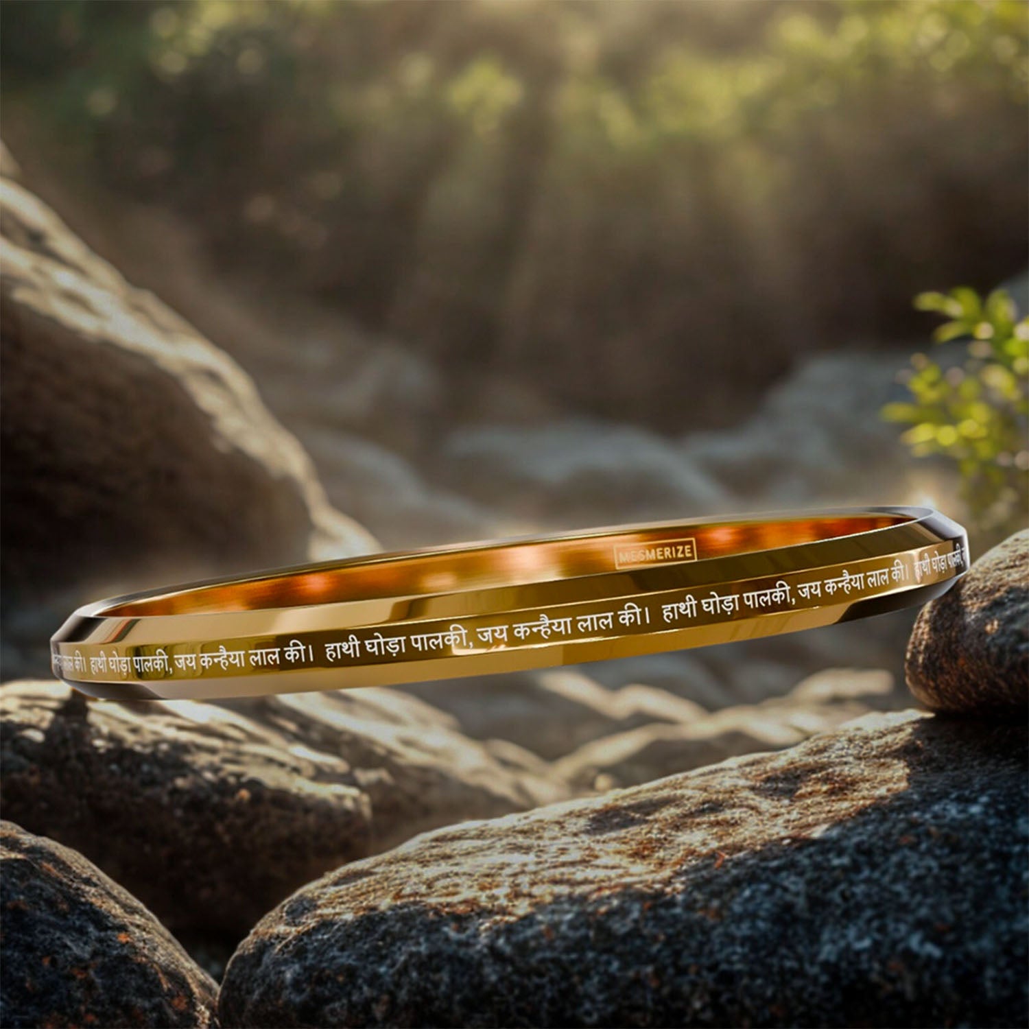 Hathi Godha Palki Krishna MicroCarved Round Kada Gold