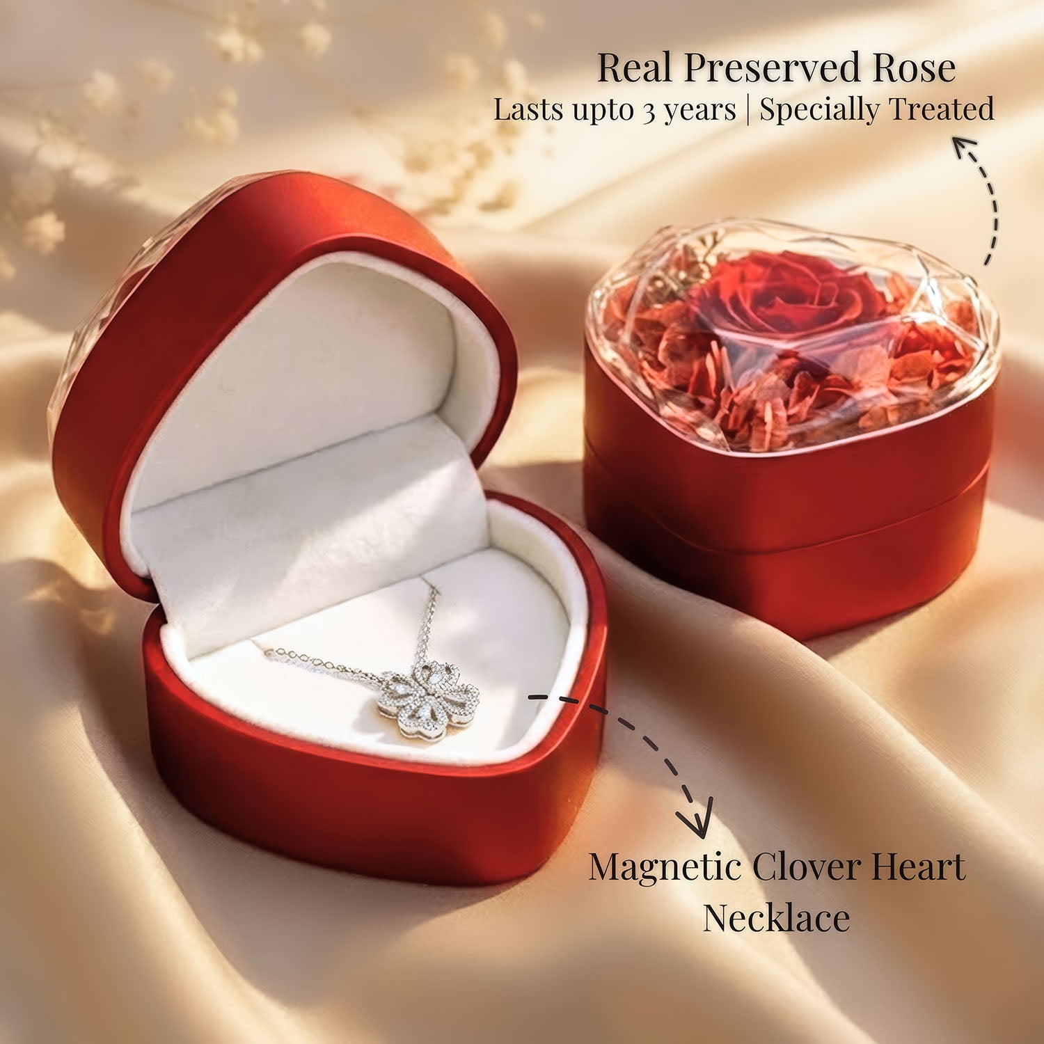 Clover Heart Silver Necklace