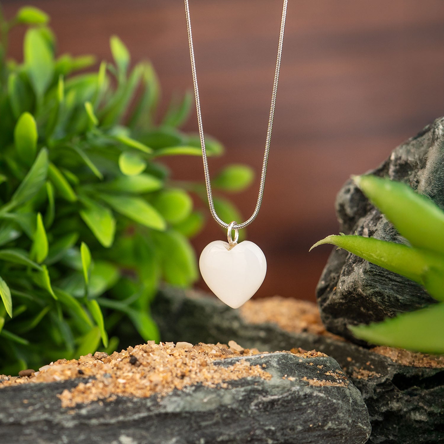 Calming Moonstone Natural Stone Heart Necklace