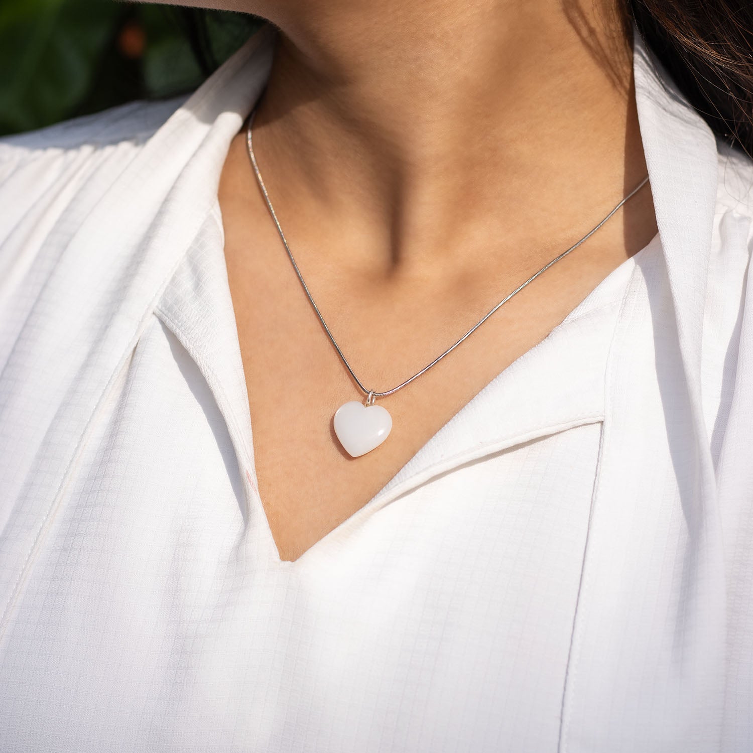 Calming Moonstone Natural Stone Heart Necklace