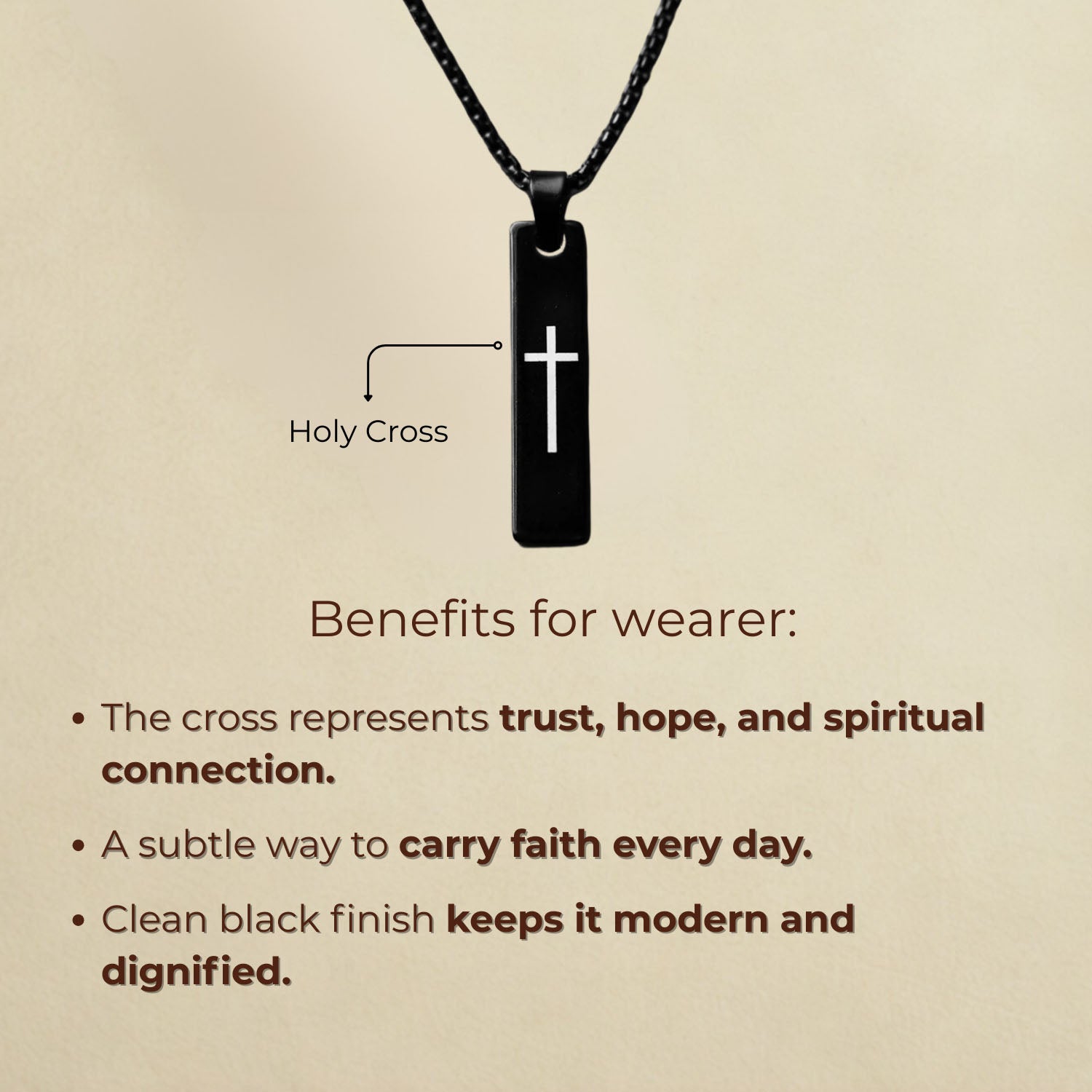 Black Holy Cross Spiritual Mini Bar Necklace