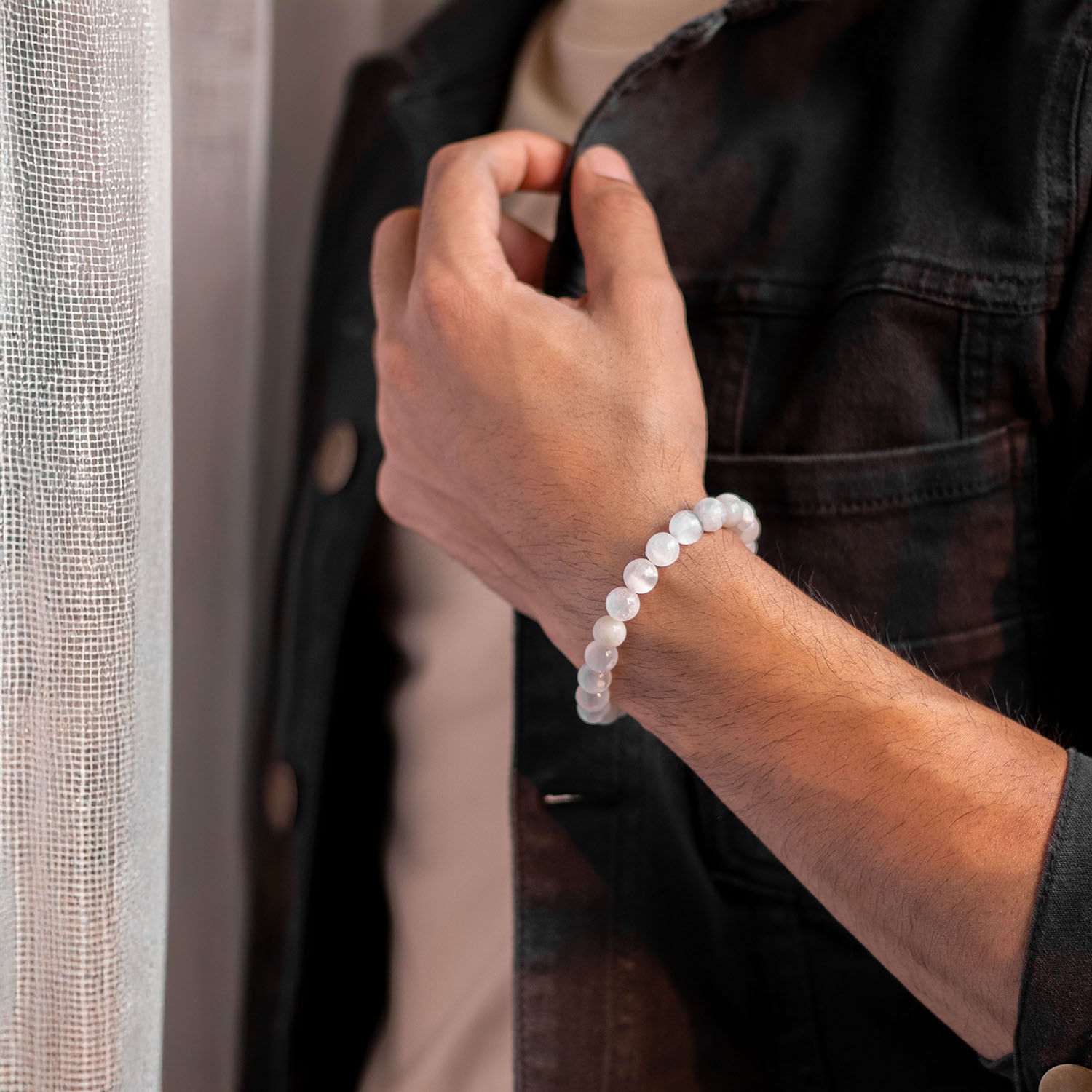 Inner Peace Selenite Natural Stone Elastic Bracelet