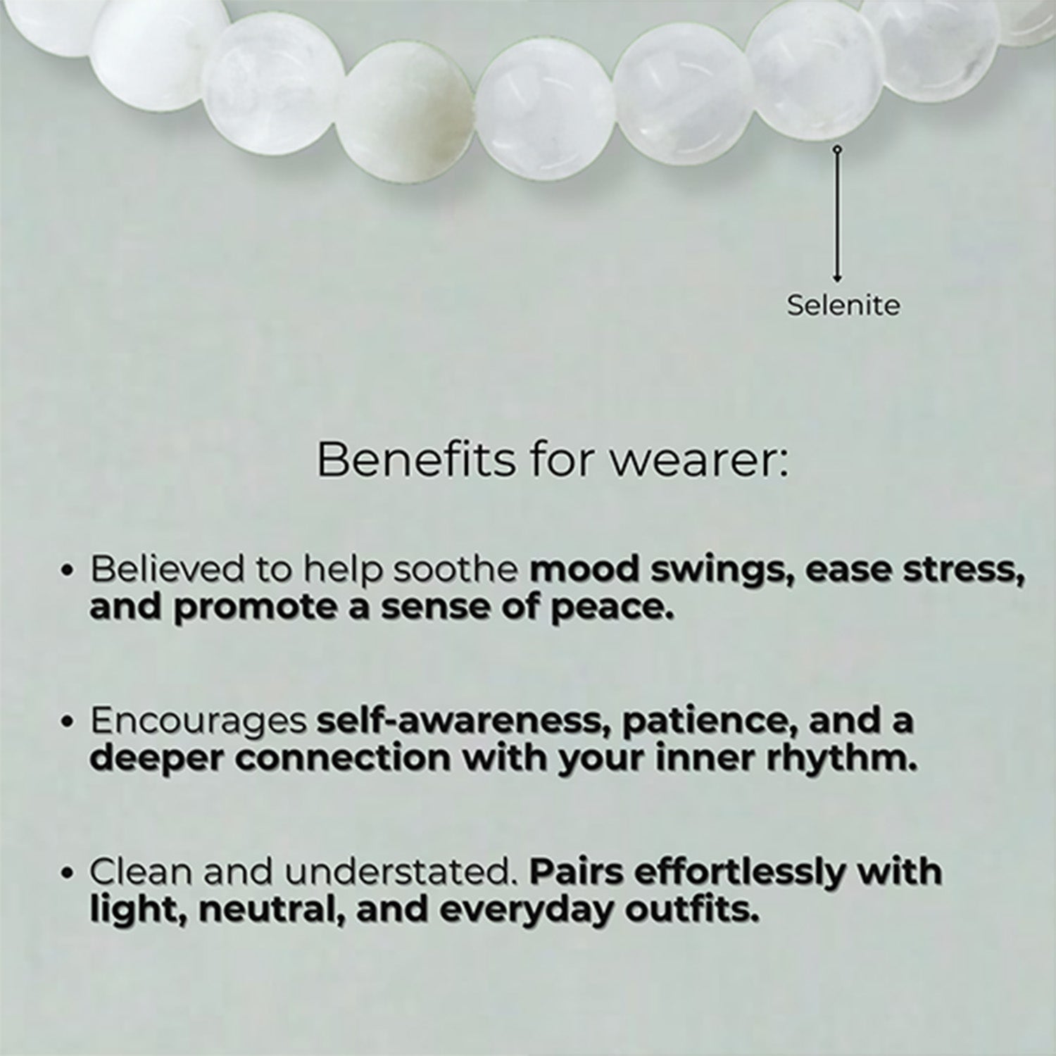 Inner Peace Selenite Natural Stone Bracelet with MagSnap