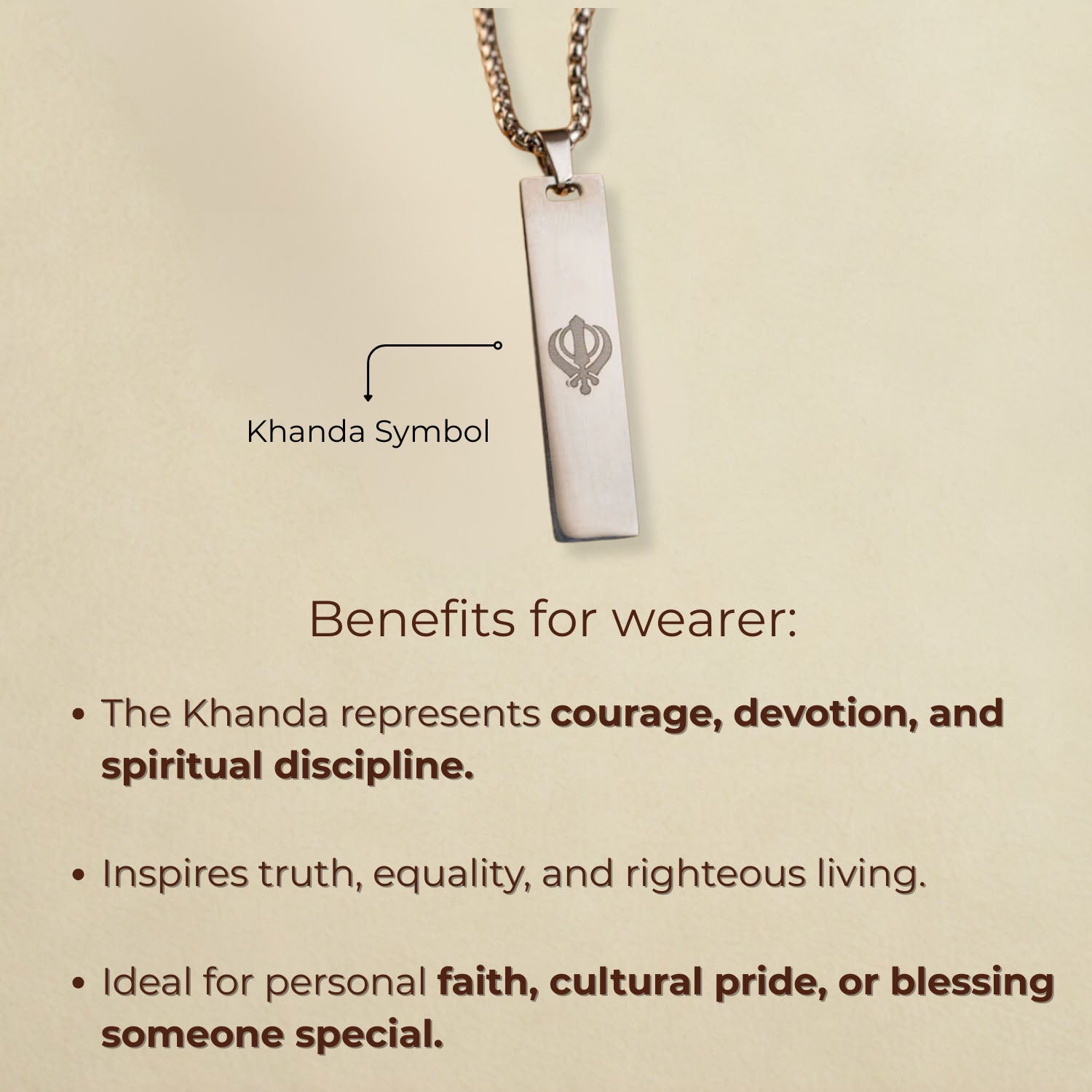 Khanda Spiritual Mini Tag Gold