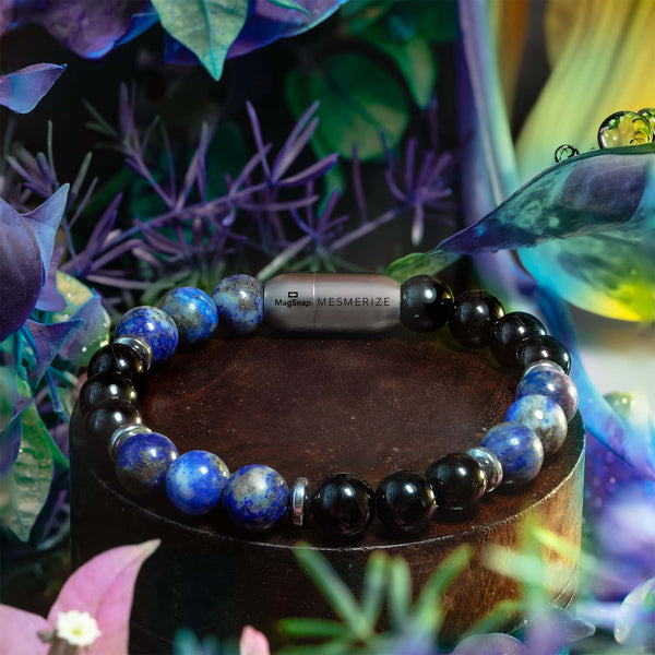 Knowledge Gloss Onyx And Lapis Lazuli Natural Stone Bracelet 2