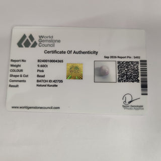 Kunzite lab certificate 7