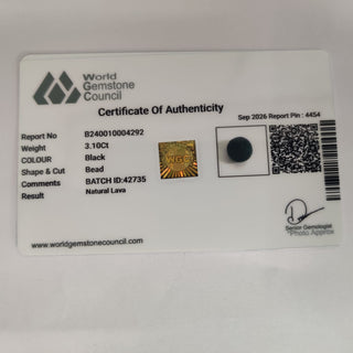 Lava Stone lab certificate 14