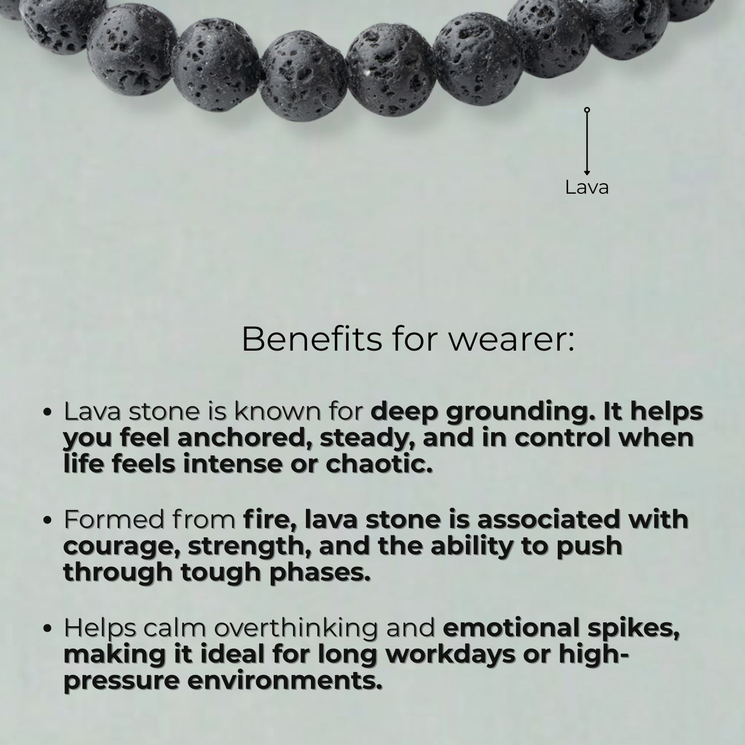Natural Stone Jewellery Lava Natural Stone Elastic Bracelet