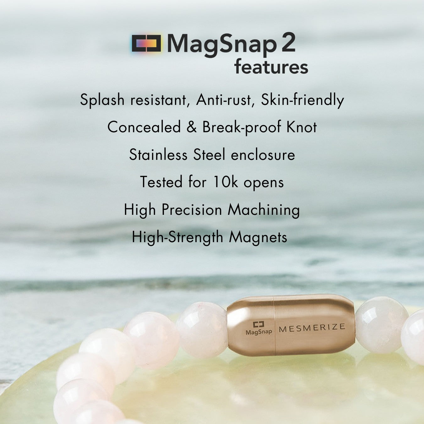 Calming Multi Moon Natural Stone Bracelet with MagSnap